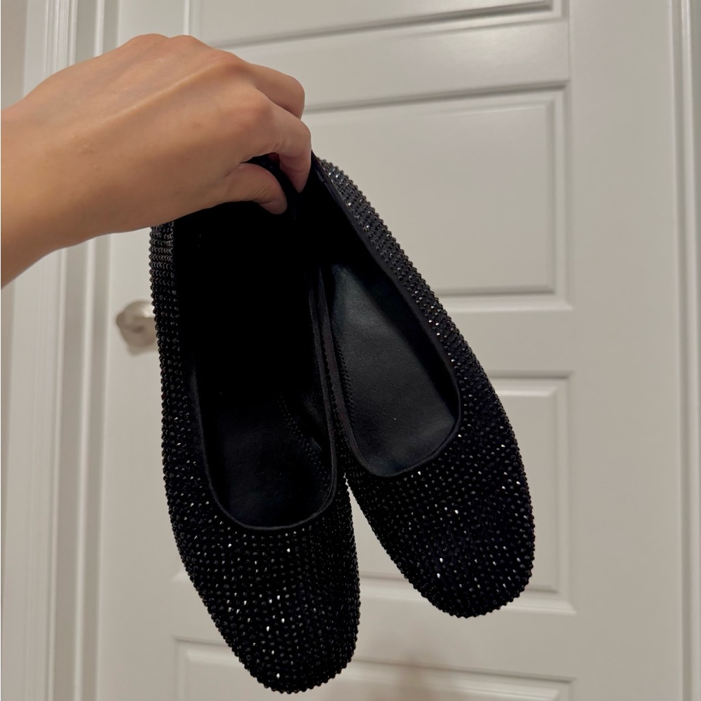 Black Rhinestone Flats H&M NWOT